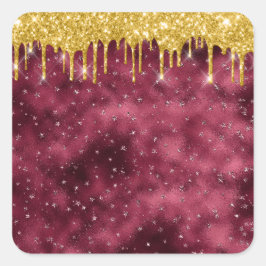 Cuadrada Pegatina Purpurina Jordan Candels Burgundy Gold