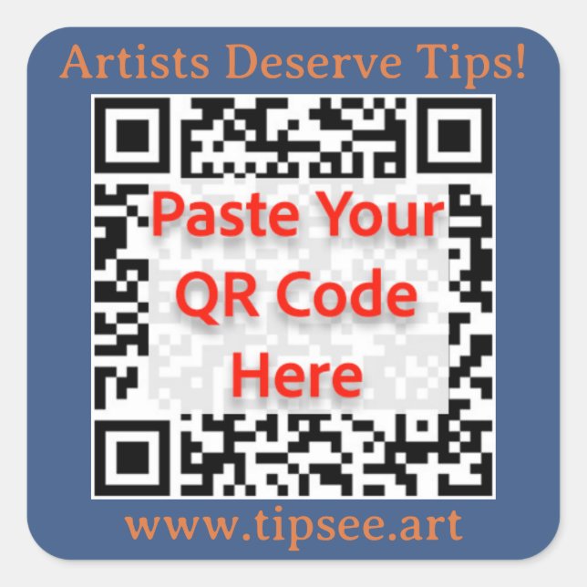 Cuadrada Pegatina QR personalizada para miembros de TipSee, (Anverso)
