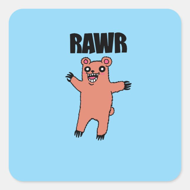 Cuadrada Pegatina Rawr (Anverso)