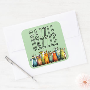 Cuadrada Pegatina Razzle Dazzle