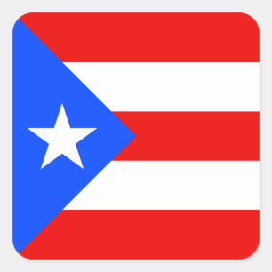 Cuadrada Pegatina rectangular de la bandera de Puerto Rico