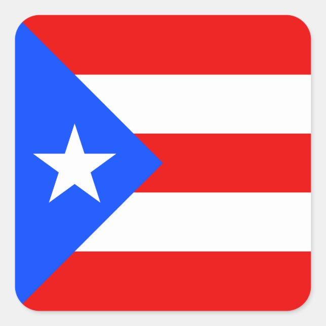 Cuadrada Pegatina rectangular de la bandera de Puerto Rico (Anverso)