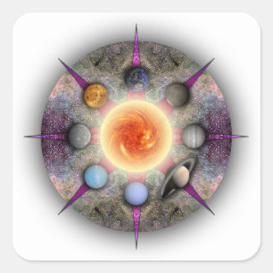 Cuadrada Pegatina rectangular de Mandala planetaria
