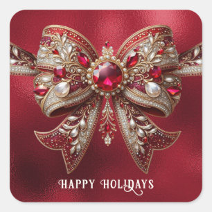 Cuadrada Pegatina Red Bow