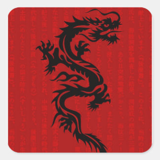 Cuadrada Pegatina Red Dragon
