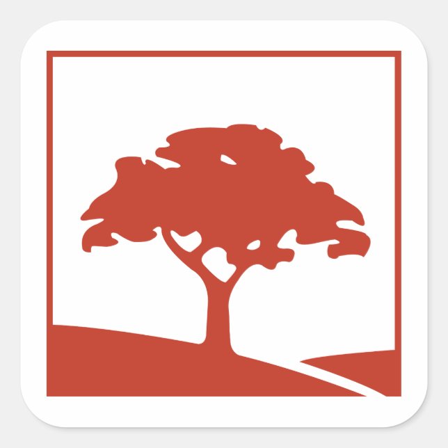 Cuadrada Pegatina Red Oak 3x3 (Anverso)