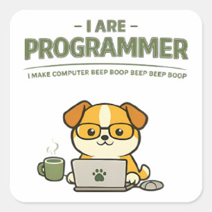 Cuadrada Pegatina redonda divertida de 'I Are Programmer'