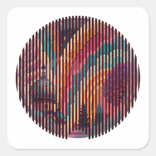 Cuadrada Pegatina redonda Mystic Stripes #00001 – Personali