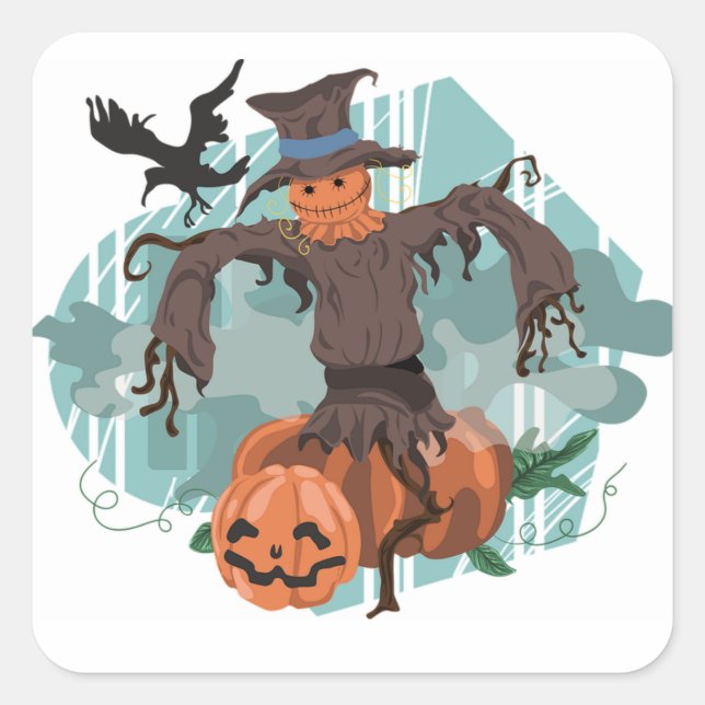 Cuadrada Pegatina redondeado clásico de Halloween (Anverso)