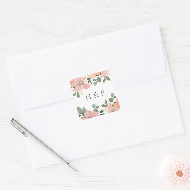 Cuadrada Pegatina redondo clásico (Sobre)