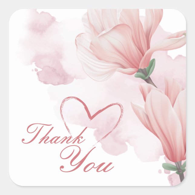 Cuadrada Pegatina redondo clásico de color de agua romántic (Anverso)