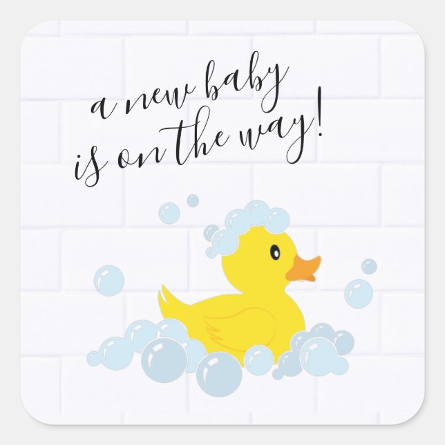 Cuadrada Pegatina redondo clásico del pato de goma (Anverso)