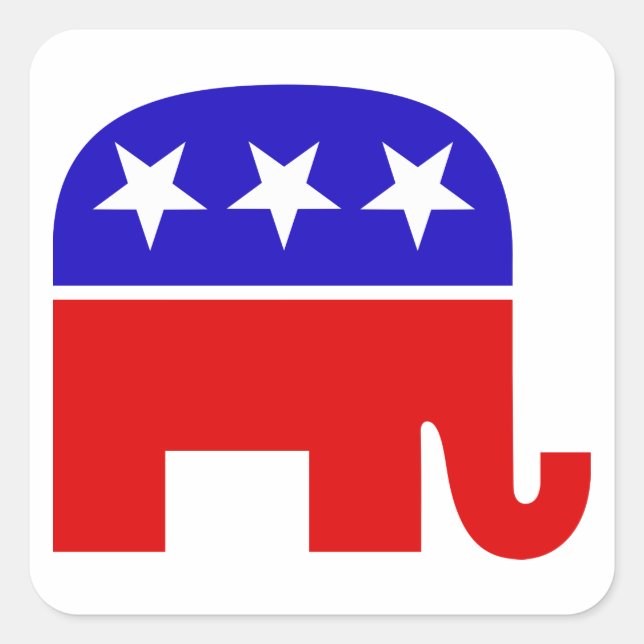 Cuadrada Pegatina Republicano de Plaza del Elefante (Anverso)