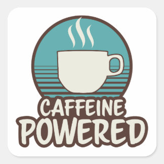 Cuadrada Pegatina Retro Alimentado Por Cafeína