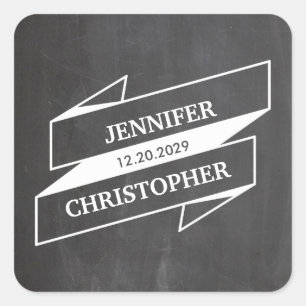 Cuadrada Pegatina Retro Banner Chalkboard Square