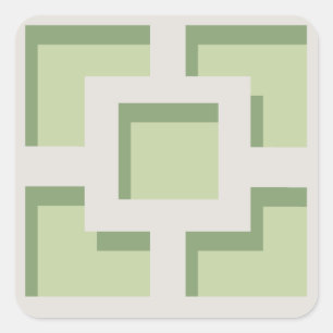 Cuadrada Pegatina Retro Green Trellis