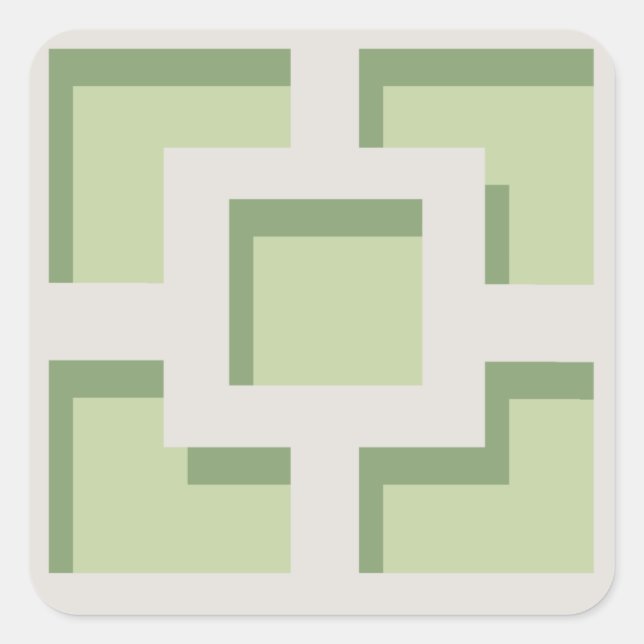 Cuadrada Pegatina Retro Green Trellis (Anverso)