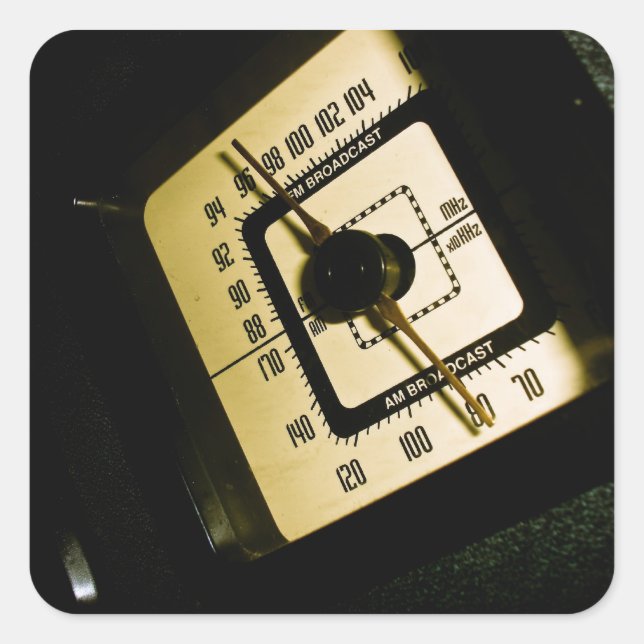 Cuadrada Pegatina Retro Radio Dial 01 (Anverso)