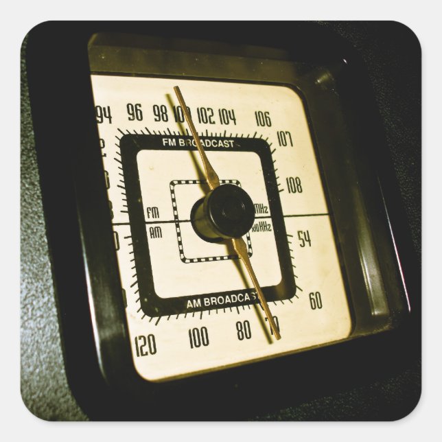 Cuadrada Pegatina Retro Radio Dial 02 (Anverso)
