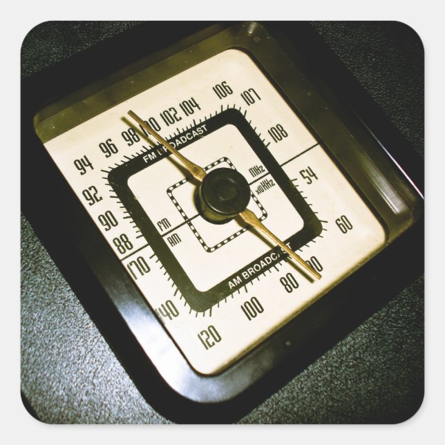 Cuadrada Pegatina Retro Radio Dial 03 (Anverso)