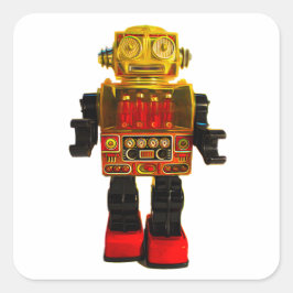 CUADRADA PEGATINA RETRO ROBOT.