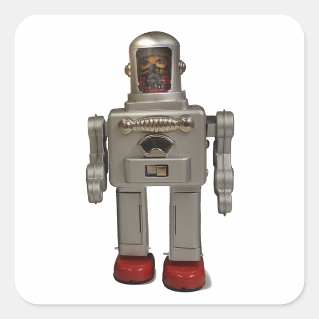 CUADRADA PEGATINA RETRO ROBOT (Anverso)