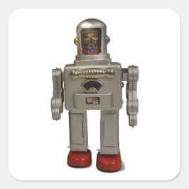 CUADRADA PEGATINA RETRO ROBOT