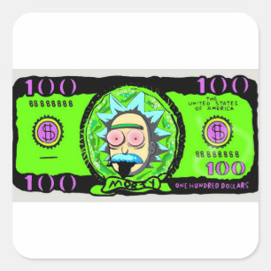 CUADRADA PEGATINA RICK Y MORTY