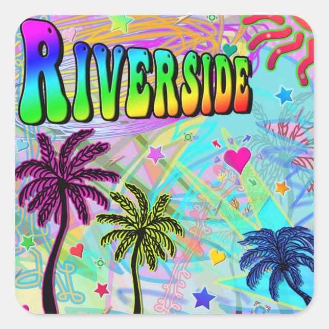 Cuadrada Pegatina Riverside Vivid Romance (Anverso)
