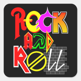 Cuadrada Pegatina Rock and Roll