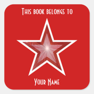 Cuadrada Pegatina rojo de la placa de la estrella roja