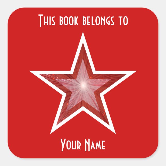 Cuadrada Pegatina rojo de la placa de la estrella roja (Anverso)