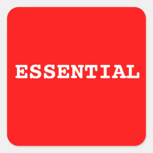 Cuadrada Pegatina rojo que dice esencial