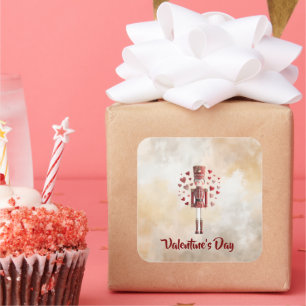 Cuadrada Pegatina Romántica del Cascanueces Dulce Día de Sa