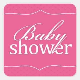 Cuadrada Pegatina rosa de Baby Shower
