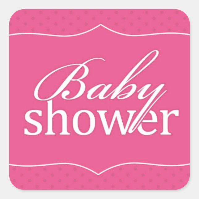 Cuadrada Pegatina rosa de Baby Shower (Anverso)