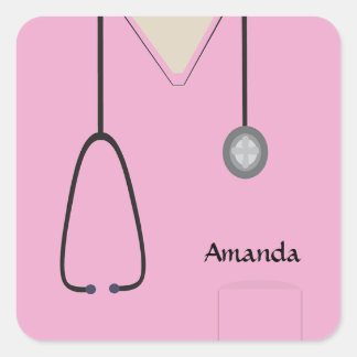 Cuadrada Pegatina rosa de los hongos médicos