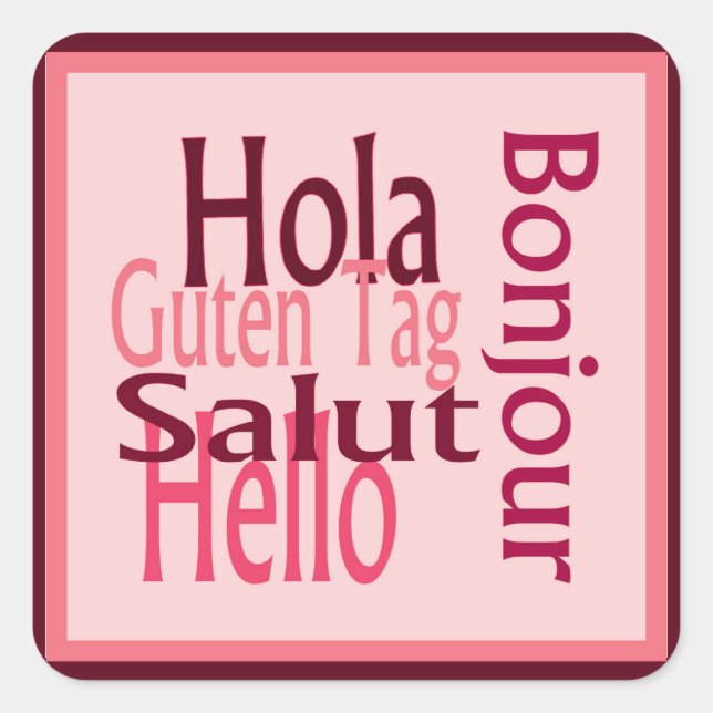 Cuadrada Pegatina rosa de saludos (Anverso)