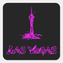Pegatina rosa neón de la torre Stratosphere de Las