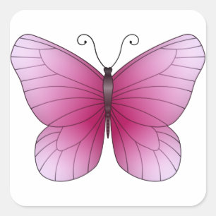Cuadrada Pegatina rosado de la mariposa
