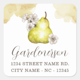 Cuadrada Pegatina Rústico de Pear Square