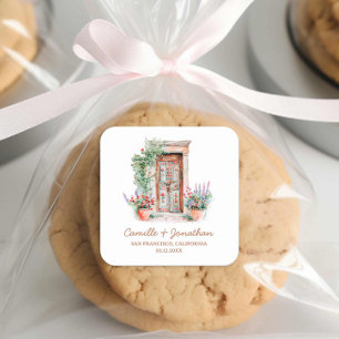 Cuadrada Pegatina Rústico del  de la boda de destino