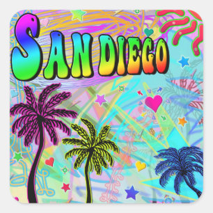 Cuadrada Pegatina San Diego Vivid Romance