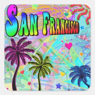 Cuadrada Pegatina San Francisco Vivid Romance
