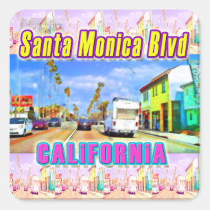 Cuadrada pegatina "Santa Monica Blvd 1"