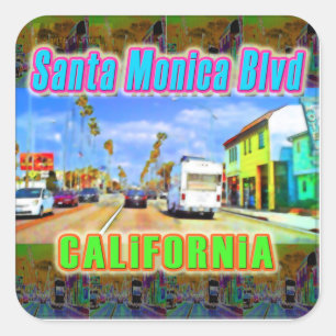 Cuadrada pegatina "Santa Monica Blvd 2"