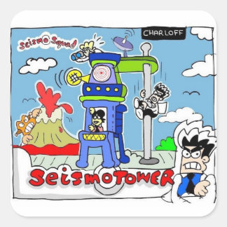 Cuadrada Pegatina SeismoSquad SeismoTower