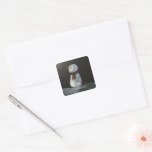 Cuadrada Pegatina Snowman