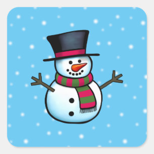 Cuadrada Pegatina Snowman