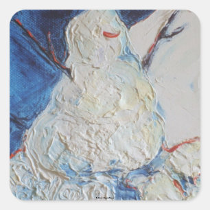 Cuadrada Pegatina Snowman